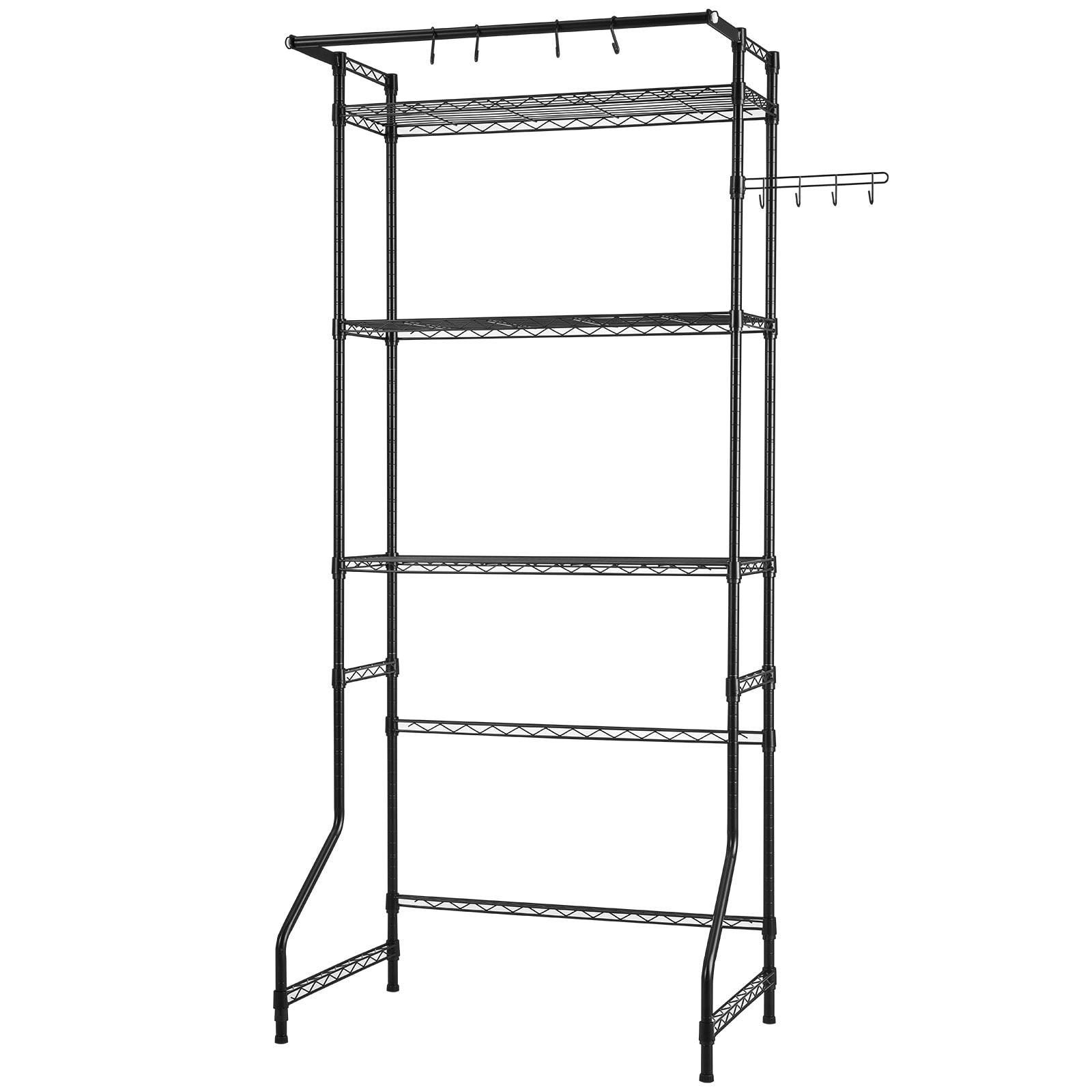 Over Washer And Dryer Storage Rack With Hanging Rod And Hooks_voghion.com